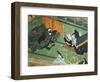 Prince Genji Visiting His Wife, Illustration for Tale of Genji, Japanese Novel-Murasaki Shikibu-Framed Giclee Print