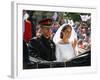 Prince Harry and Meghan Markle in the carriage after their wedding-Associated Newspapers-Framed Photo