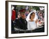 Prince Harry and Meghan Markle in the carriage after their wedding-Associated Newspapers-Framed Photo