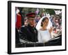 Prince Harry and Meghan Markle in the carriage after their wedding-Associated Newspapers-Framed Photo