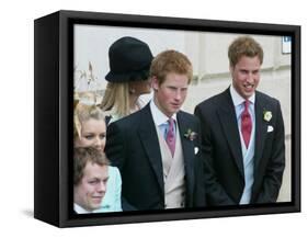 Prince Harry and Prince William after the wedding ceremony at Windsor Guildhall, for their father P-null-Framed Stretched Canvas