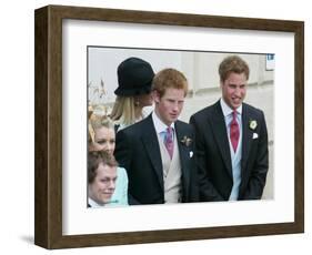 Prince Harry and Prince William after the wedding ceremony at Windsor Guildhall, for their father P-null-Framed Photographic Print