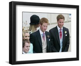 Prince Harry and Prince William after the wedding ceremony at Windsor Guildhall, for their father P-null-Framed Photographic Print