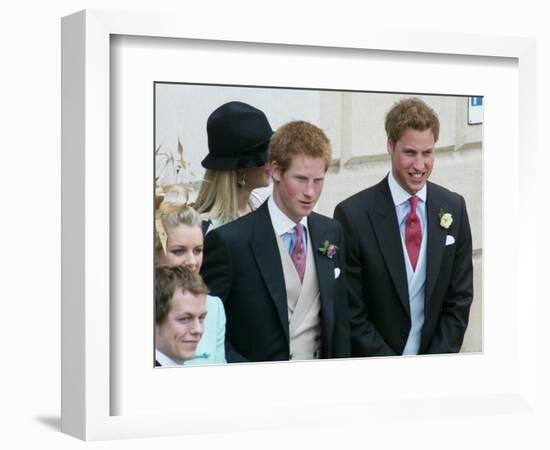 Prince Harry and Prince William after the wedding ceremony at Windsor Guildhall, for their father P-null-Framed Photographic Print