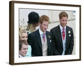 Prince Harry and Prince William after the wedding ceremony at Windsor Guildhall, for their father P-null-Framed Photographic Print