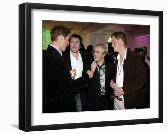 Prince Harry and Prince William with 80s pop band Duran Duran-null-Framed Premium Photographic Print