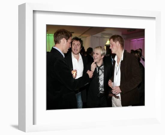 Prince Harry and Prince William with 80s pop band Duran Duran-null-Framed Photographic Print