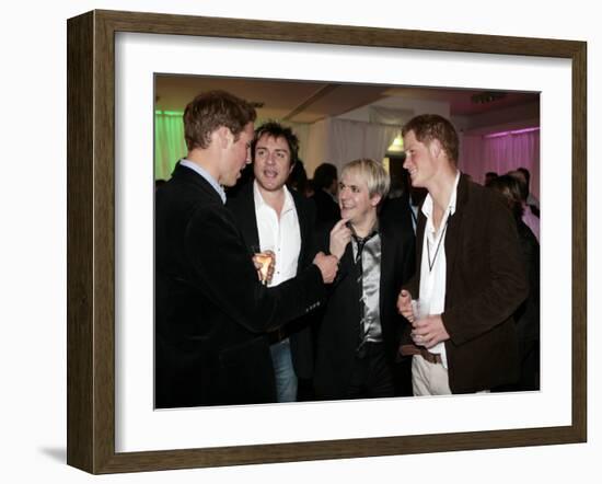 Prince Harry and Prince William with 80s pop band Duran Duran-null-Framed Photographic Print