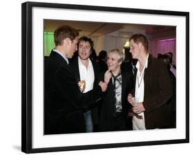 Prince Harry and Prince William with 80s pop band Duran Duran-null-Framed Photographic Print