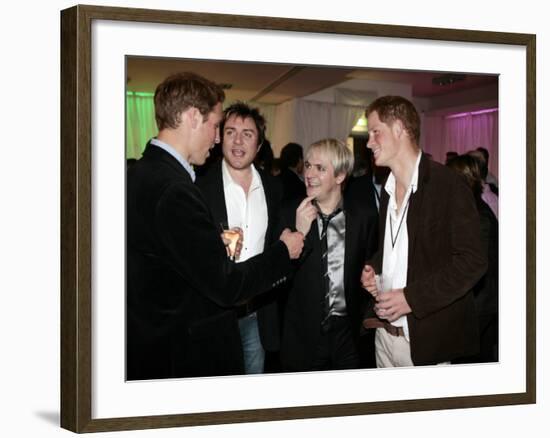 Prince Harry and Prince William with 80s pop band Duran Duran-null-Framed Photographic Print