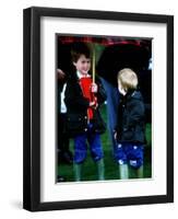 Prince Harry on right with Prince William at a polo match in Cirencester-null-Framed Premium Photographic Print