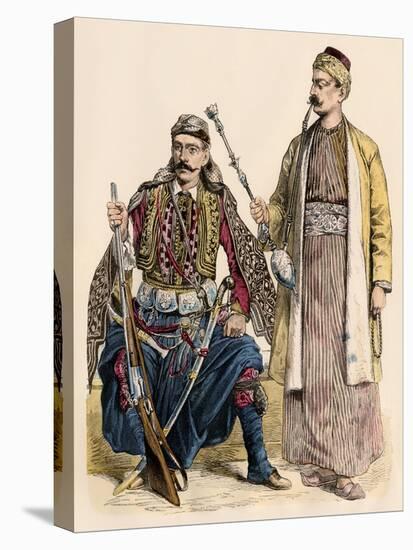 Prince of Lebanon (Left) and a Muslim Man from Damascus Smoking a Water Pipe-null-Stretched Canvas