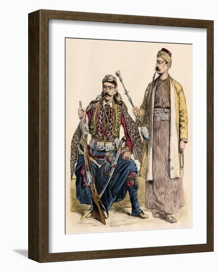 Prince of Lebanon (Left) and a Muslim Man from Damascus Smoking a Water Pipe-null-Framed Giclee Print