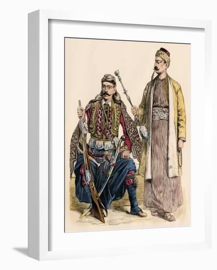 Prince of Lebanon (Left) and a Muslim Man from Damascus Smoking a Water Pipe-null-Framed Giclee Print