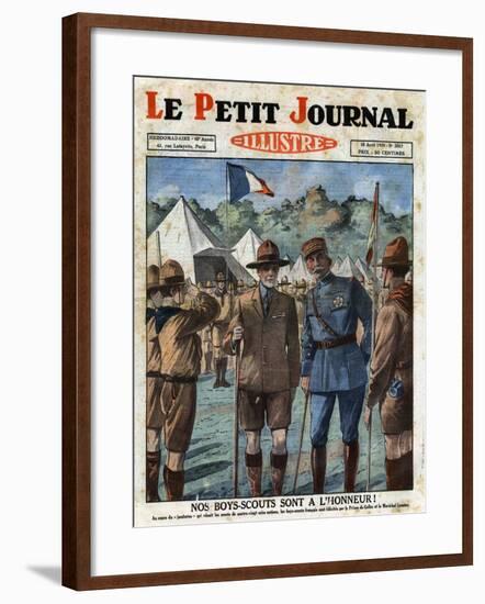 Prince of Wales Edward VIII and Marshal Hubert Lyautey Congratulating French Boy-Scouts-null-Framed Giclee Print