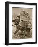 Prince of Wales to India, 1876: Prince's Elephant Charged by Tiger, from 'Illustrated London News'-Richard Caton Woodville-Framed Giclee Print