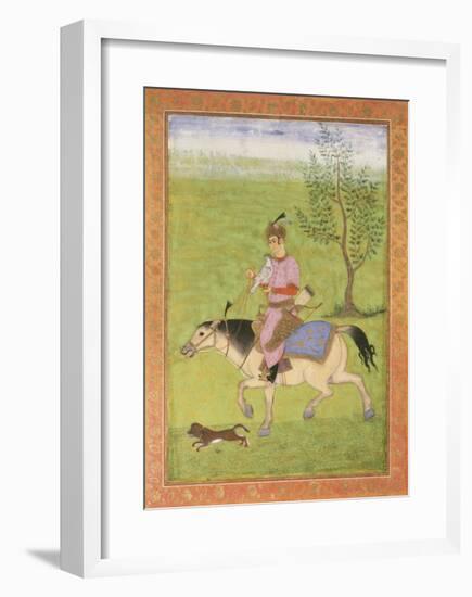 Prince on Horseback-17th Century Mughal School-Framed Premium Giclee Print