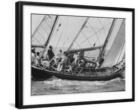 Prince Philip at Helm of His Yawl, 'Bloodhound', During Cowes Regatta-null-Framed Premium Photographic Print