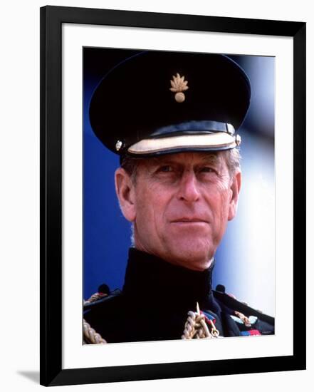 Prince Philip Inspecting Scots Guards at Buckingham Palace-null-Framed Photographic Print