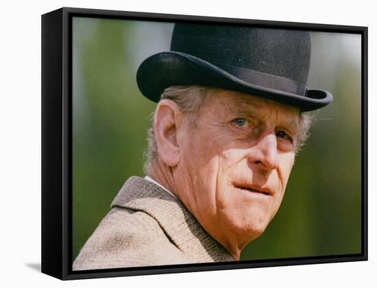 Prince Philip wearing a bowler hat-Associated Newspapers-Framed Stretched Canvas