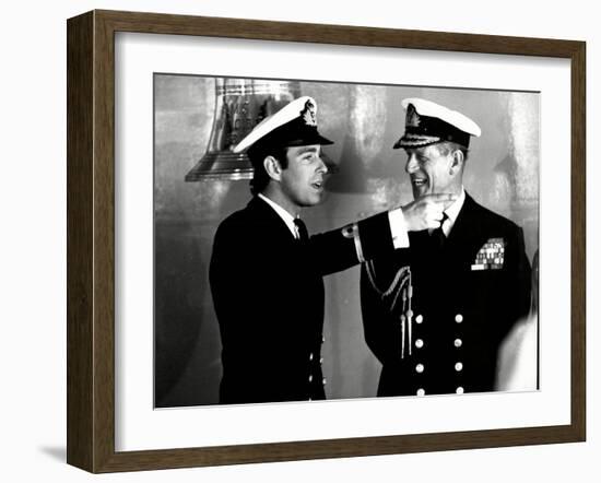 Prince Philip with Prince Andrew at Falklands homecoming-Associated Newspapers-Framed Photo