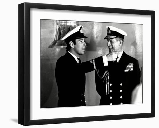 Prince Philip with Prince Andrew at Falklands homecoming-Associated Newspapers-Framed Photo