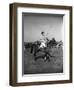 Prince Philips Rides Along on Horseback Holding Polo Stick During Game-null-Framed Photographic Print