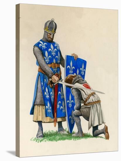 Prince Richard, the Future Richard the Lionheart, Being Knighted by King Louis of France-Peter Jackson-Stretched Canvas