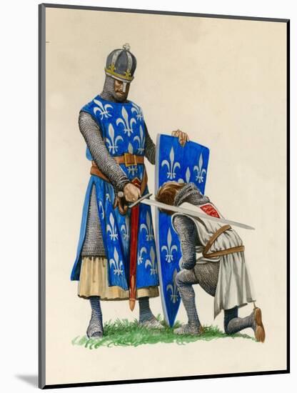 Prince Richard, the Future Richard the Lionheart, Being Knighted by King Louis of France-Peter Jackson-Mounted Giclee Print