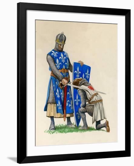 Prince Richard, the Future Richard the Lionheart, Being Knighted by King Louis of France-Peter Jackson-Framed Giclee Print