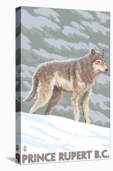 Prince Rupert, BC Canada - Wolf Scene-Lantern Press-Stretched Canvas