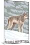 Prince Rupert, BC Canada - Wolf Scene-Lantern Press-Mounted Art Print