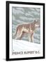 Prince Rupert, BC Canada - Wolf Scene-Lantern Press-Framed Art Print