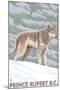 Prince Rupert, BC Canada - Wolf Scene-Lantern Press-Mounted Art Print