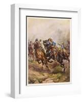 Prince Rupert of the Rhine Leads a Cavary Charge at the Battle of Edgehill-null-Framed Art Print