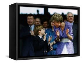 Prince William and Mother Diana at the Ladies Wimbledon Final July 1991-null-Framed Stretched Canvas