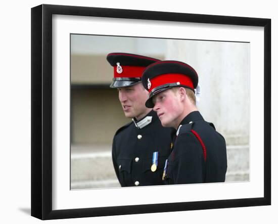 Prince William and Prince Harry after The Sovereign's Parade that marked the completion of Prince H-null-Framed Photographic Print