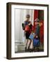 Prince William and Prince harry at their school after the easter holidays-null-Framed Photographic Print