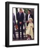 Prince William bends down to talk to The Queen Mother outside Clarence House where she was celebrat-null-Framed Premium Photographic Print