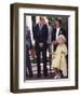 Prince William bends down to talk to The Queen Mother outside Clarence House where she was celebrat-null-Framed Photographic Print