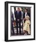 Prince William bends down to talk to The Queen Mother outside Clarence House where she was celebrat-null-Framed Photographic Print