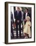 Prince William bends down to talk to The Queen Mother outside Clarence House where she was celebrat-null-Framed Photographic Print