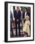 Prince William bends down to talk to The Queen Mother outside Clarence House where she was celebrat-null-Framed Photographic Print