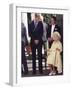 Prince William bends down to talk to The Queen Mother outside Clarence House where she was celebrat-null-Framed Photographic Print