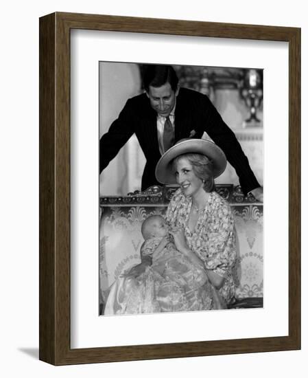 Prince William Collection 1982 Princess Diana with Prince Charles and Son Prince William in 1982-null-Framed Photographic Print