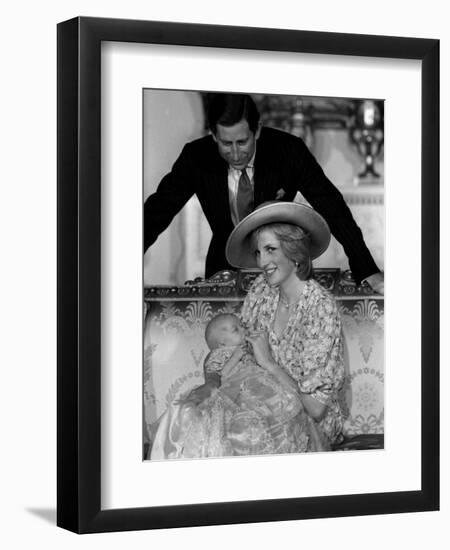 Prince William Collection 1982 Princess Diana with Prince Charles and Son Prince William in 1982-null-Framed Photographic Print