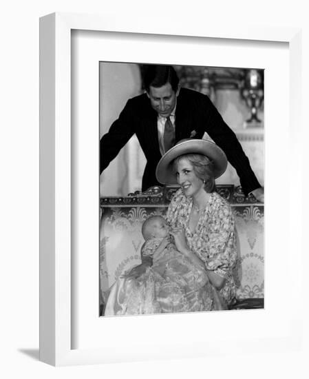 Prince William Collection 1982 Princess Diana with Prince Charles and Son Prince William in 1982-null-Framed Photographic Print