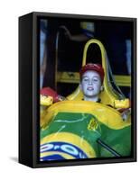 Prince William in F1 Benetton car at British Grand Prix , July 1992-null-Framed Stretched Canvas