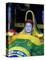 Prince William in F1 Benetton car at British Grand Prix , July 1992-null-Stretched Canvas