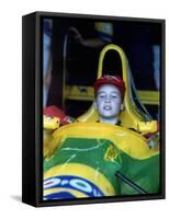 Prince William in F1 Benetton car at British Grand Prix , July 1992-null-Framed Stretched Canvas